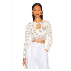 NWT Malana Keyhole Feather Knit Sweater